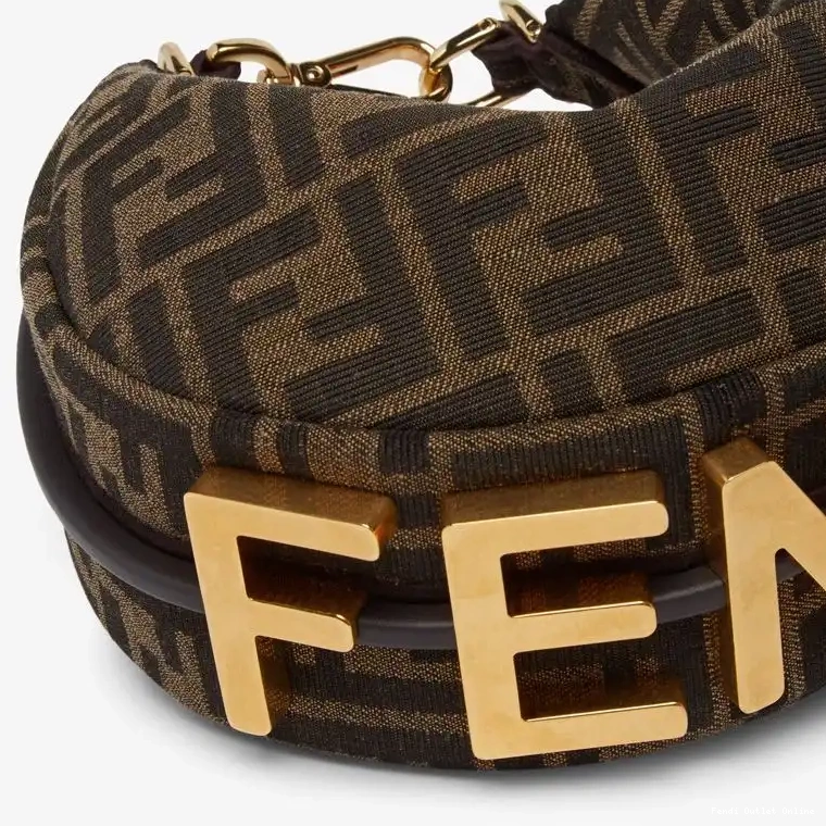 Cheap In Brown Fendi Mini Motif FF Fabric Fendigraphy Bag Hobo 0529